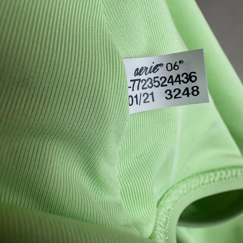 Aerie Pistachio Green One Piece Beaded Open Back Swimsuit Small Beach Vacation - Image 11