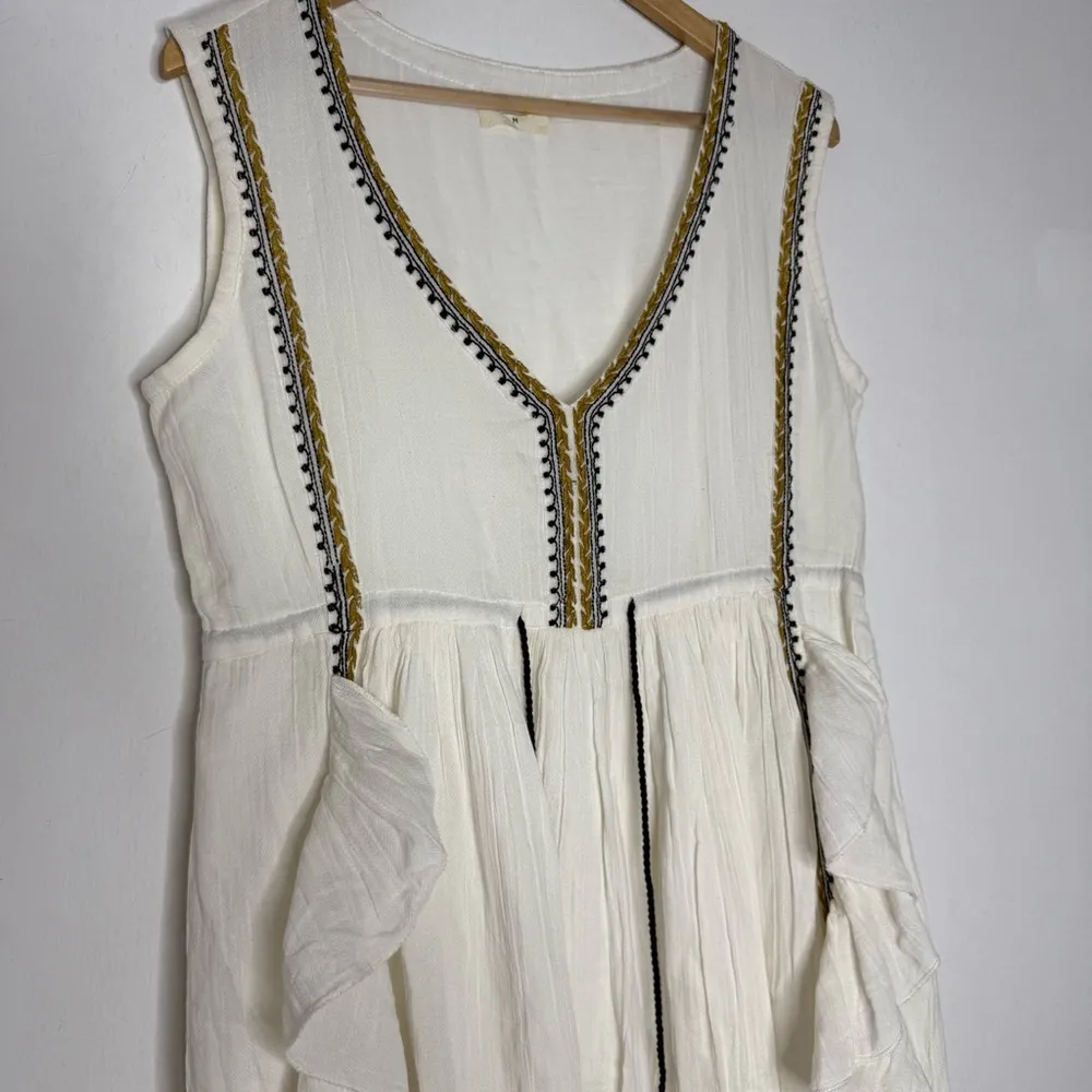 Talisman White Ruffle Maxi Dress with Tassel Tie Women’s Medium - Image 8