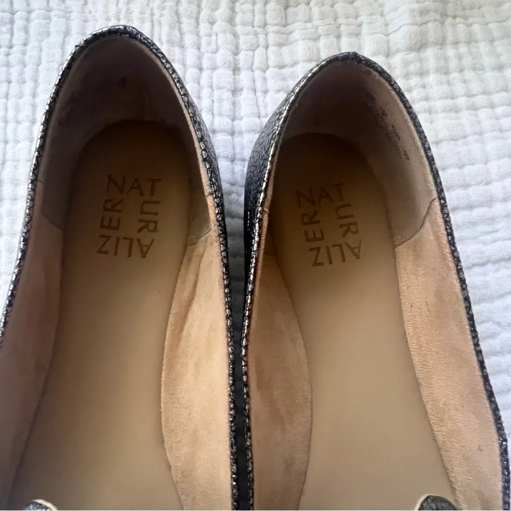 NATURALIZER Emiline Loafers Silver NAEMILINE 4 metallic studded SIZE 10 leather - Image 8