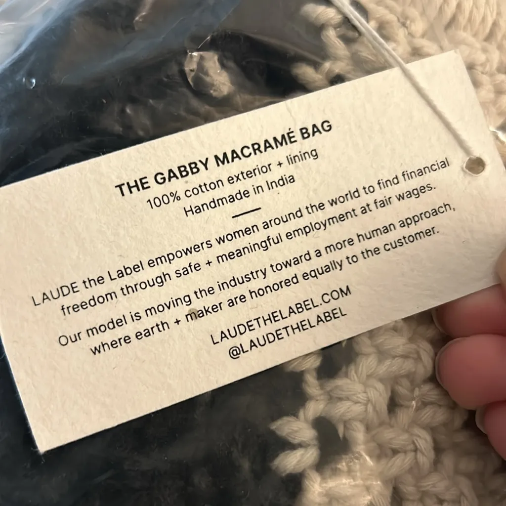 Laude The Label Gabby Black Cream Macrame‎ Bag - Image 9