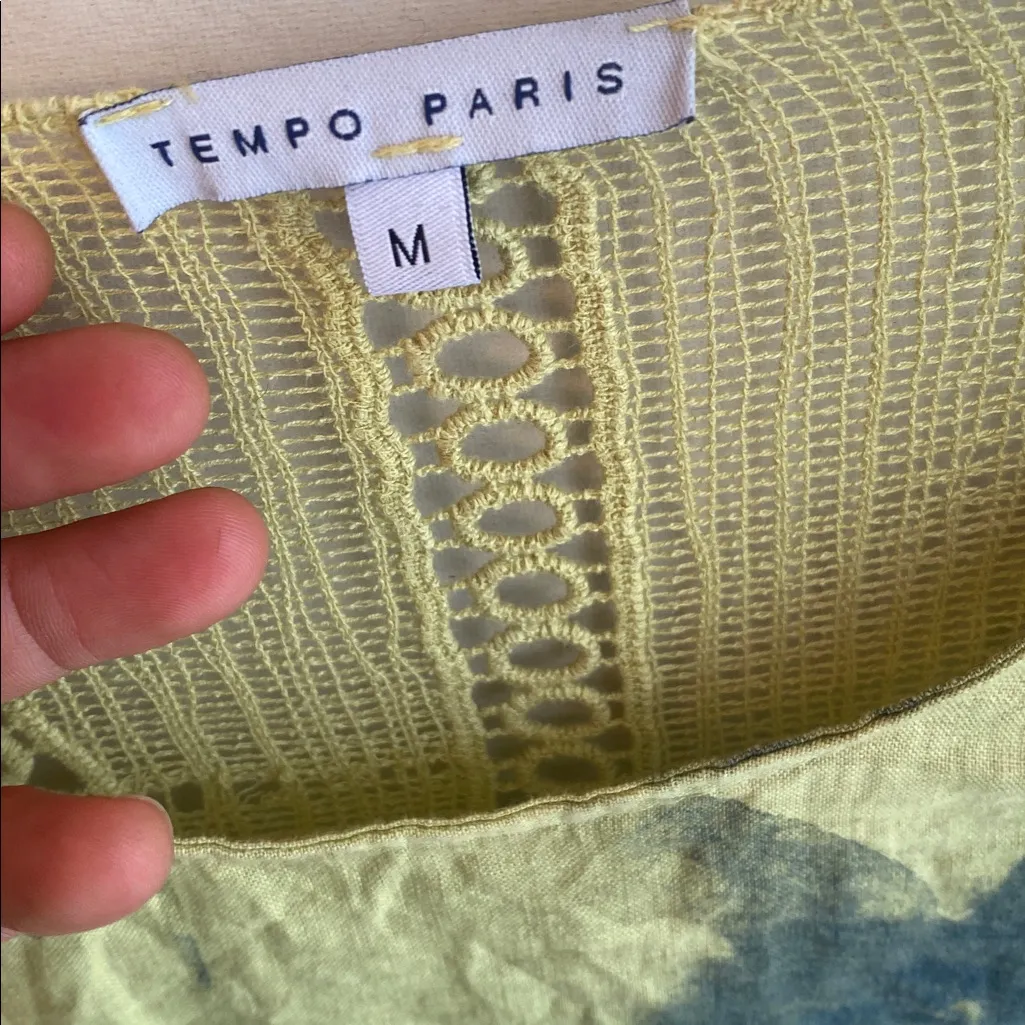 Tempo Paris 100% Lino Light Yellow Knit Top - Image 2