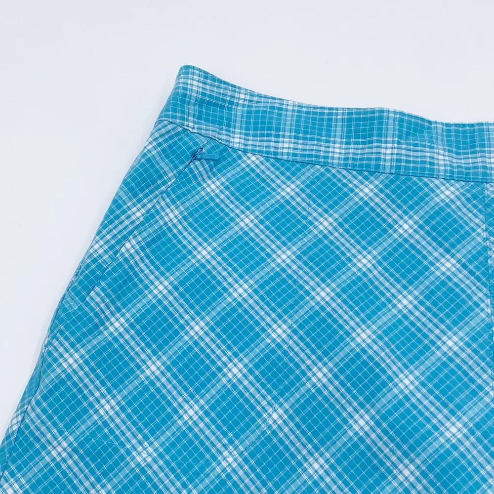 Lady Hagen Golf Skort Athletic Skirt Blue Plaid Pleated Front Women's Size 8 - Image 6