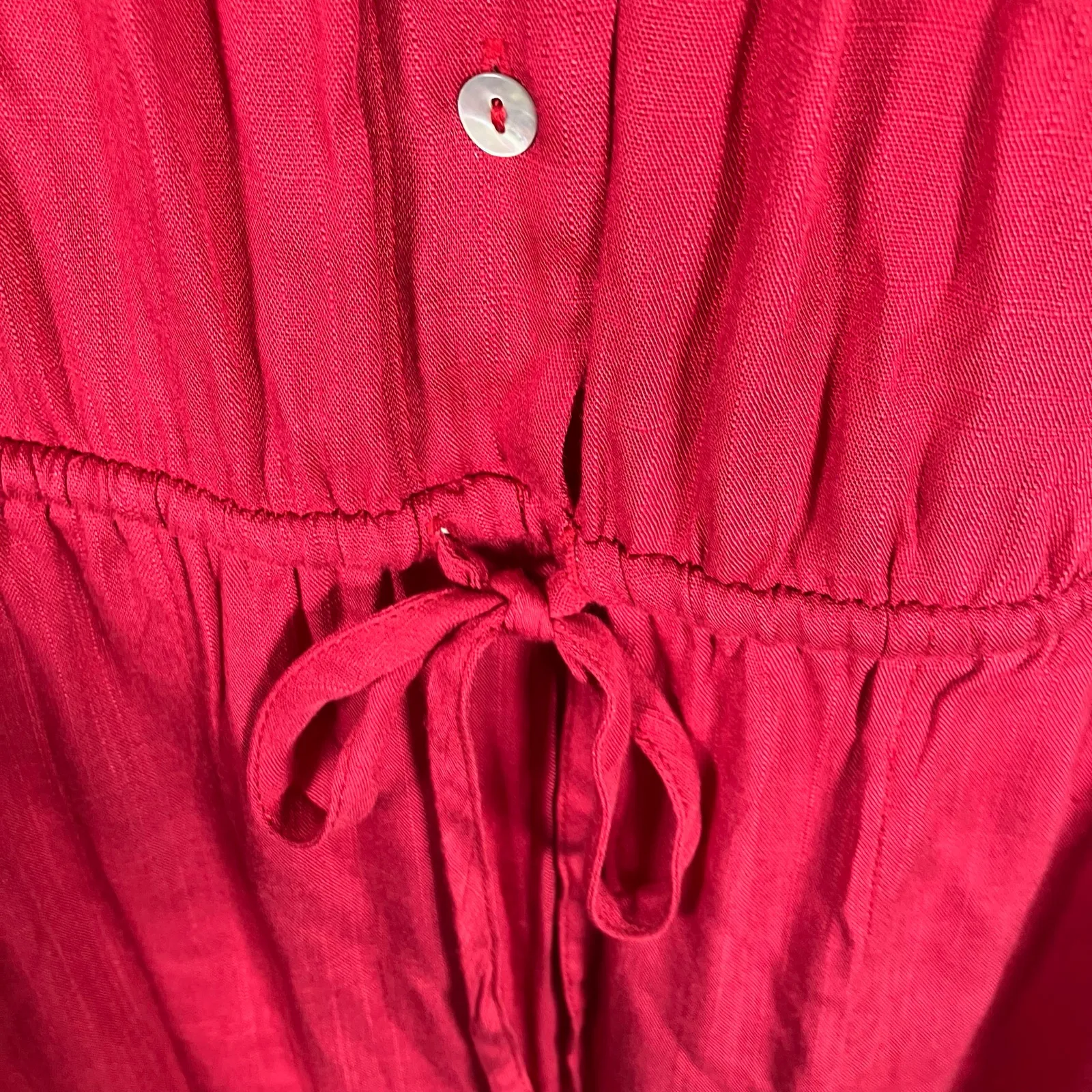 Mustard Seed Red Sleeveless‎ Ruffle Jumpsuit M Button Front Drawstring Waist New - Image 9