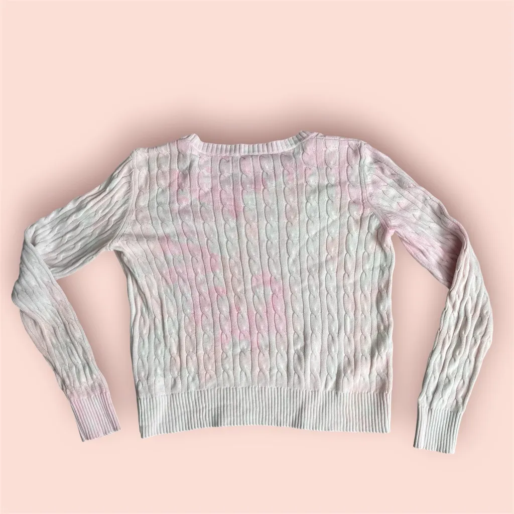 Lilly Pulitzer Skylla Sweater Womens Pelican Pink Soft Cable Knit Tie Dye XL - Image 4