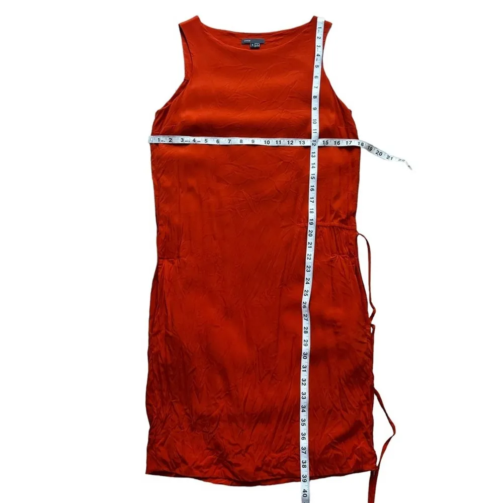 Vince Silk Blend Orange Mini Dress Size Small - Image 3