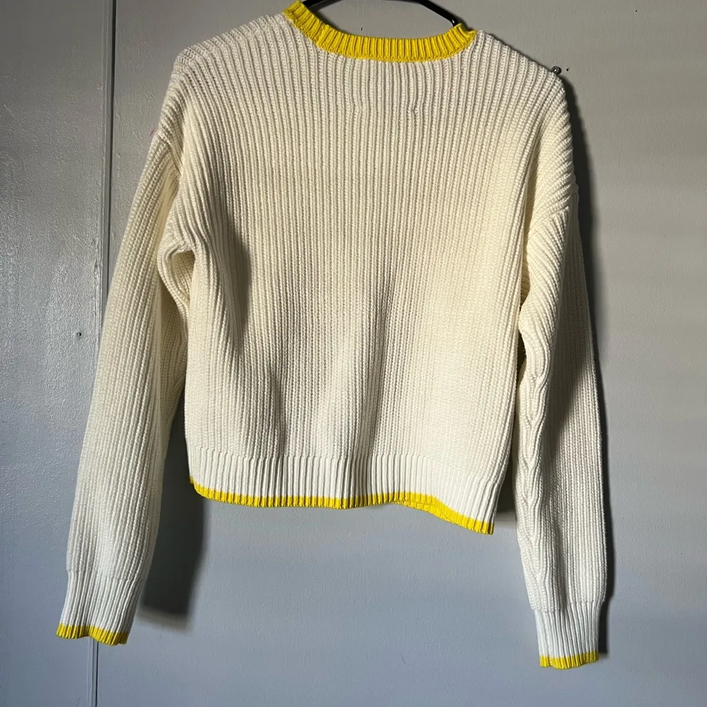 Rosenthal White Sweater with Yellow Trim Size XS - Image 3
