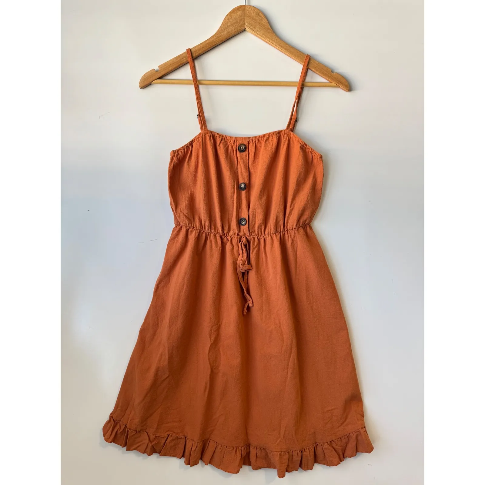 Shein Casual Mini Dress Button Front Drawstring Waist Ruffle Hem S‎ - Image 5