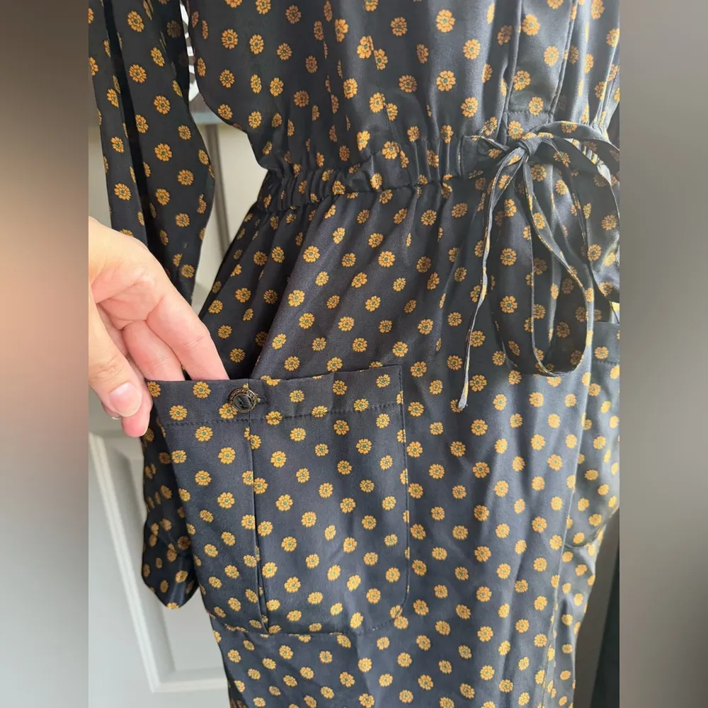 Vintage 80/90s Leslie Fay Collections tie waist printed shirt dress, size 10 - Image 4