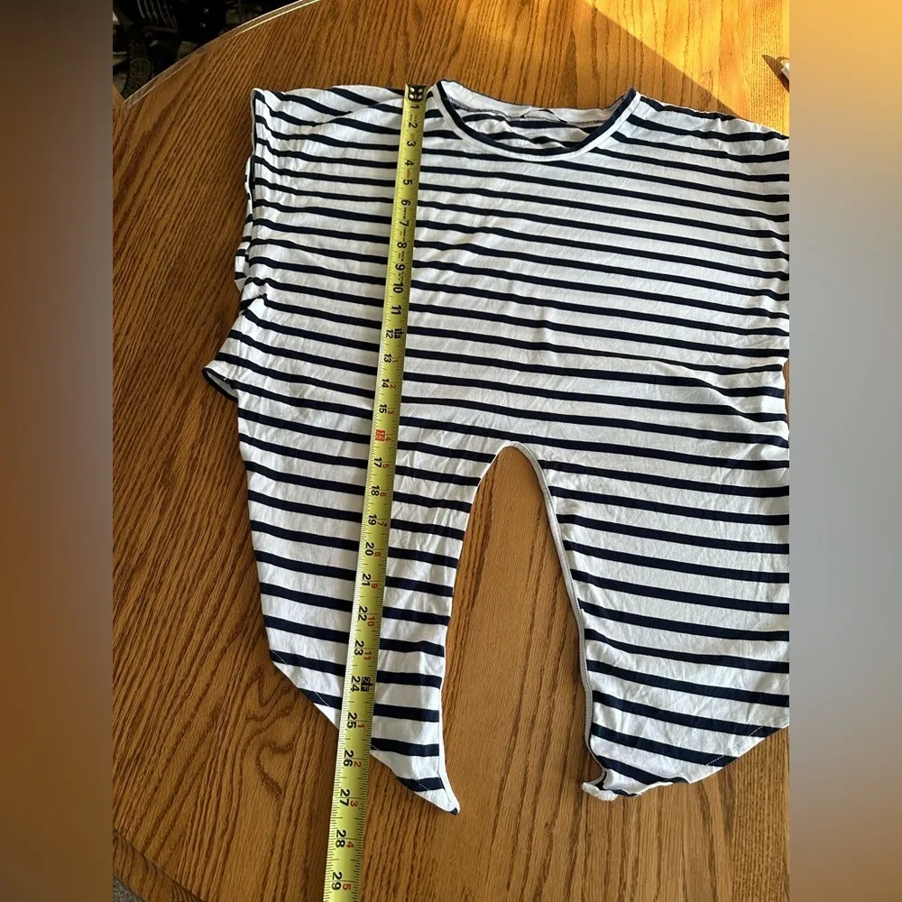 ZARA Black And White Striped Tie hem Crop Shirt Size Large - Image 7