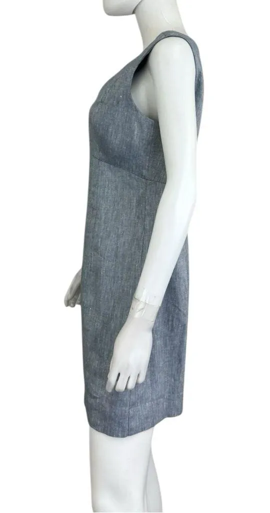 Milly  Blue Linen Mini Dress Size 4 - Image 4