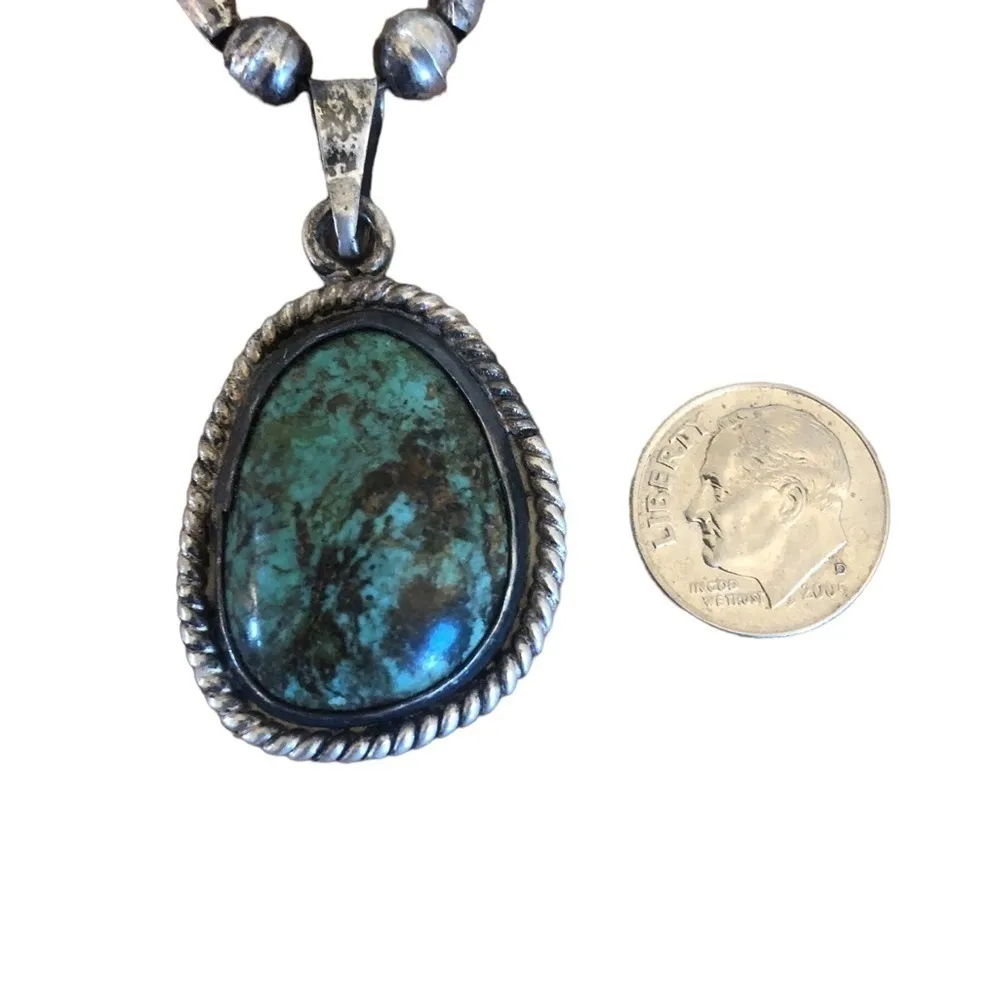 Vintage turquoise and silver necklace - Image 3