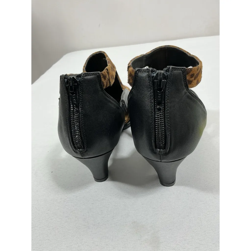 Womans Comfortview Sage Animal Print Shoes 10.5 W Brown Black Back Zip Open Side - Image 5