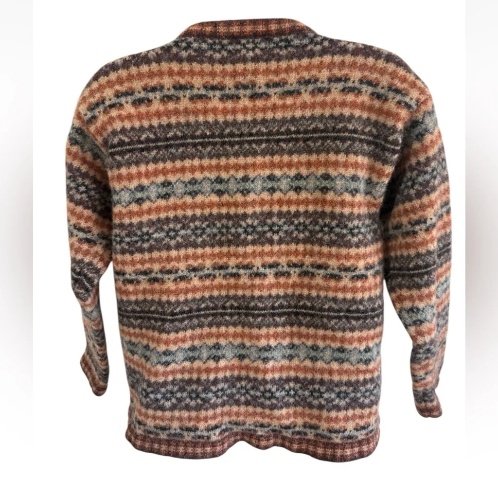 Vintage Gallagher Women’s Fair Isle Cardigan Sweater Shetland Size XS Wool Orange - Image 6