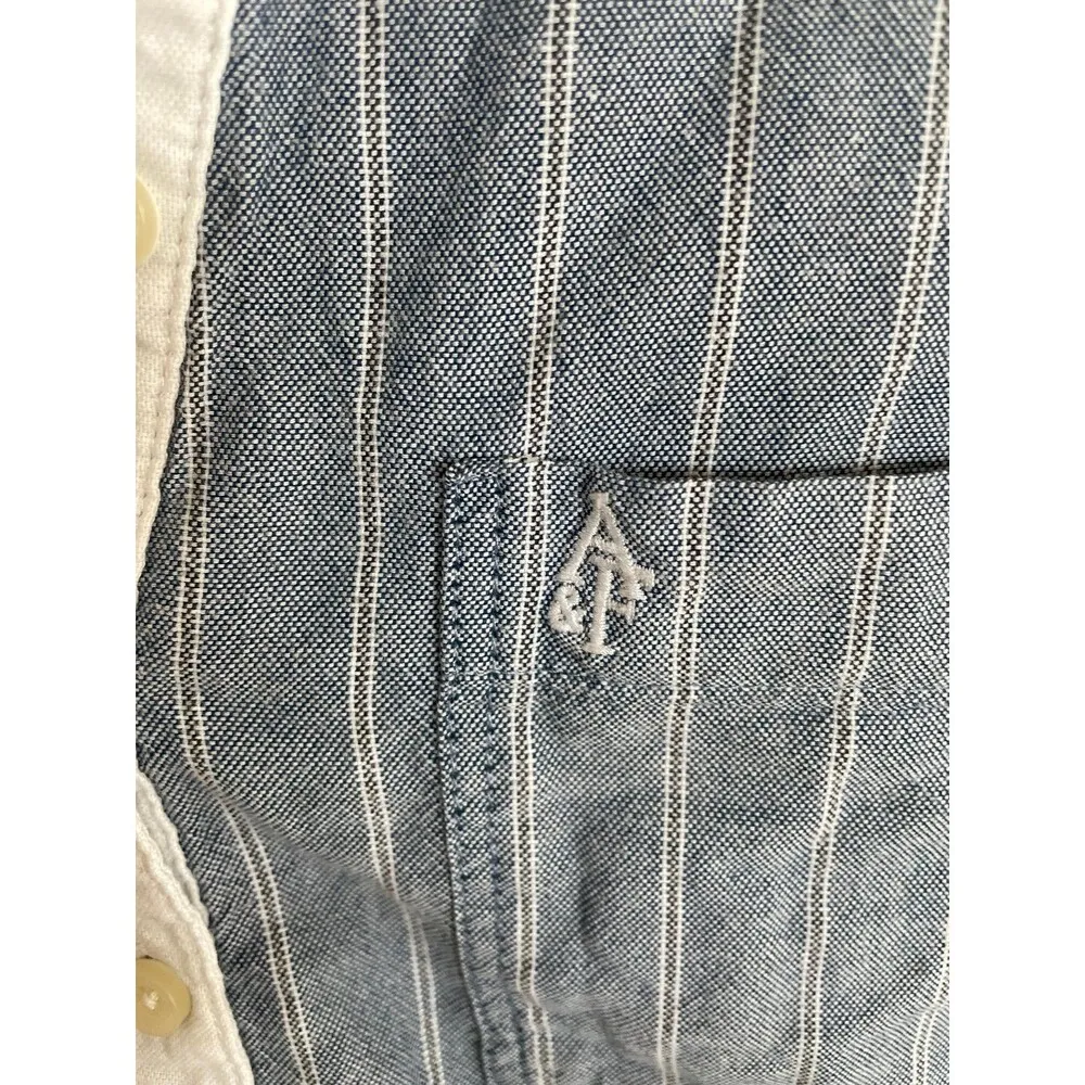 Abercrombie & Fitch women’s striped quarter button up shirt y2k 100% cotton size S - Image 5