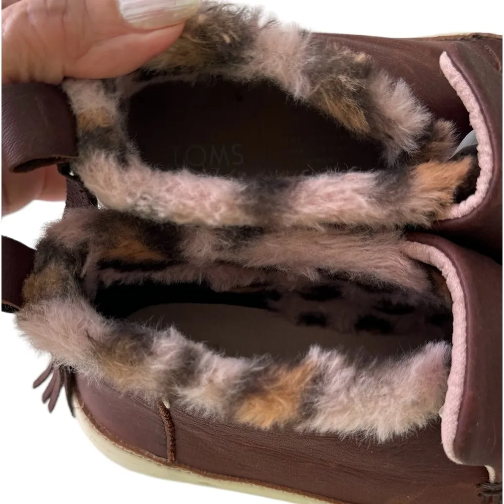 Tom’s Paxton Leather Faux Fur Dark Brown Chukkar Sneaker Size 7 - Image 6