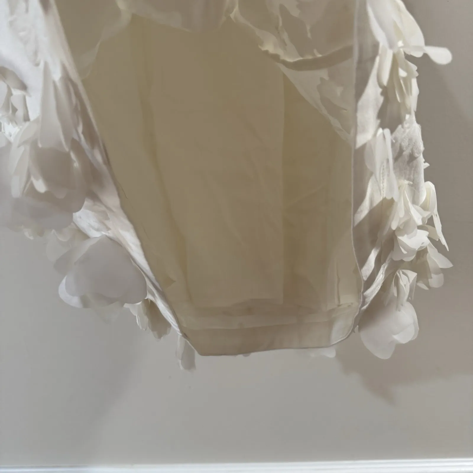 BHLDN Anthropologie Floral Applique Mini Dress Womens Size XS White Bridal - Image 3