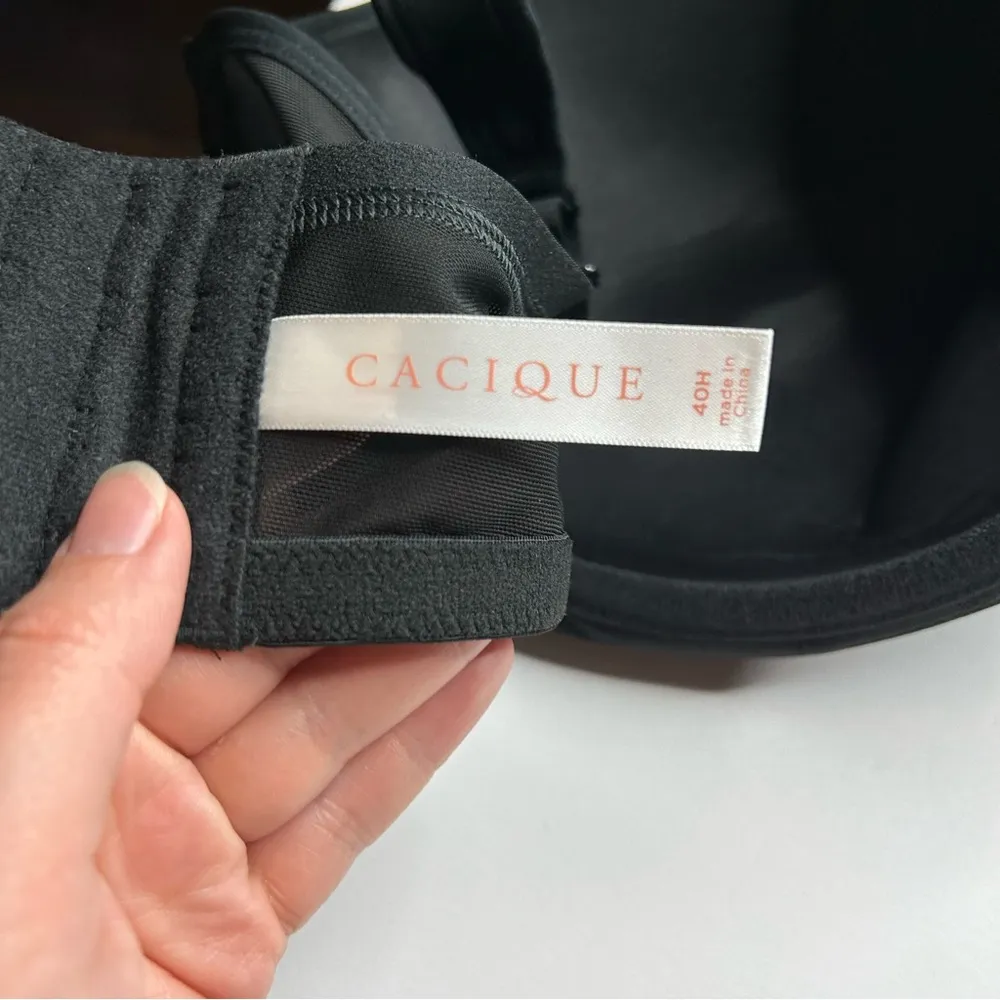 New Cacique black lined Balconette smooth Bra 40H Molded Cups - Image 5