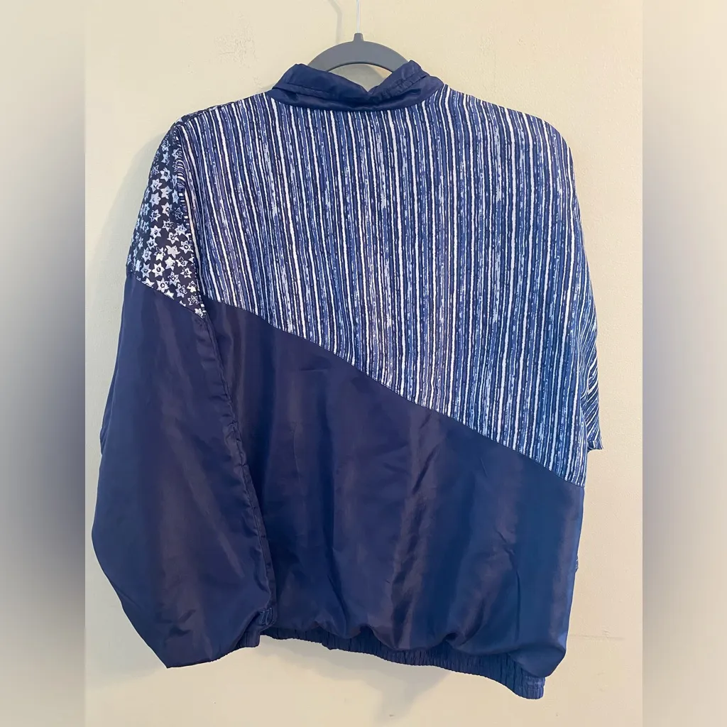 Vintage VTG 1990s Womens‎ Wilson Blue White Stars Stripes Windbreaker Size Large - Image 3