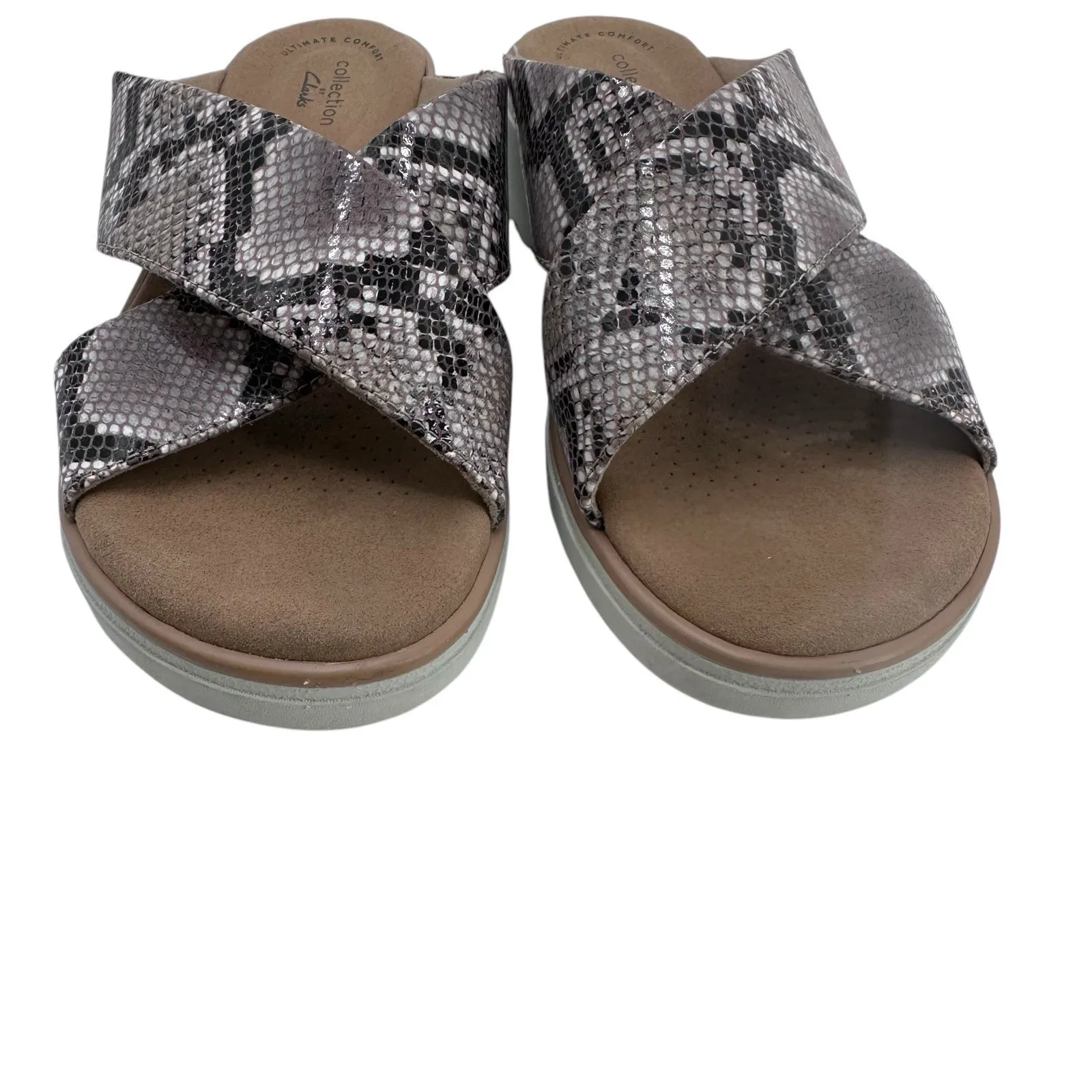 Clarks‎ Jillian Gem Sandal in Natural Snake Women's Size 7 W Slide Slip on Flats - Image 3