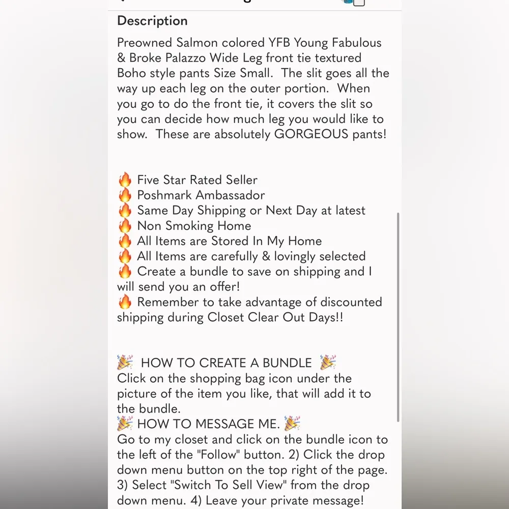 Young fabulous & broke palazzo wide leg rust tie front pants boho size small - Image 9