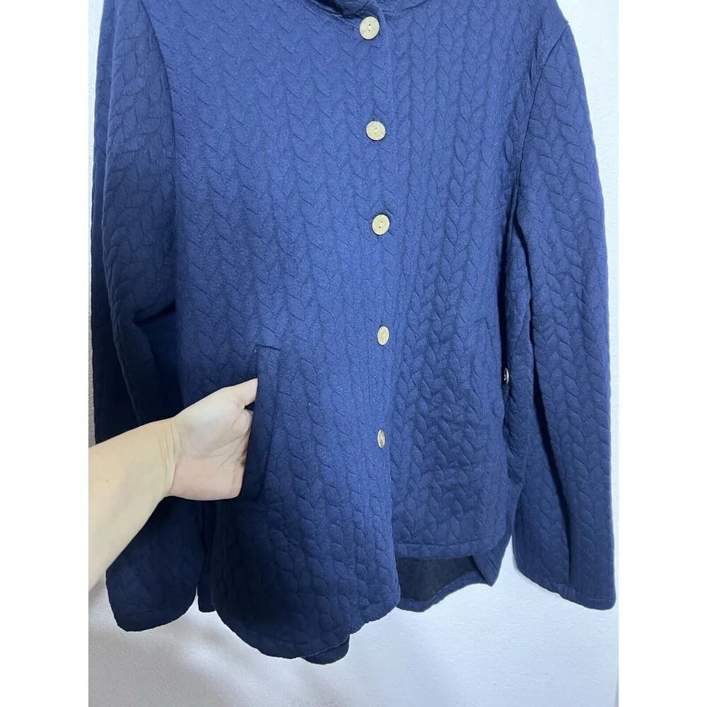 Women Jacket 3XL Plus Fisherman Sweater Cardigan Hoodie Casual Cellabie Comfy Blue Size 3X - Image 2