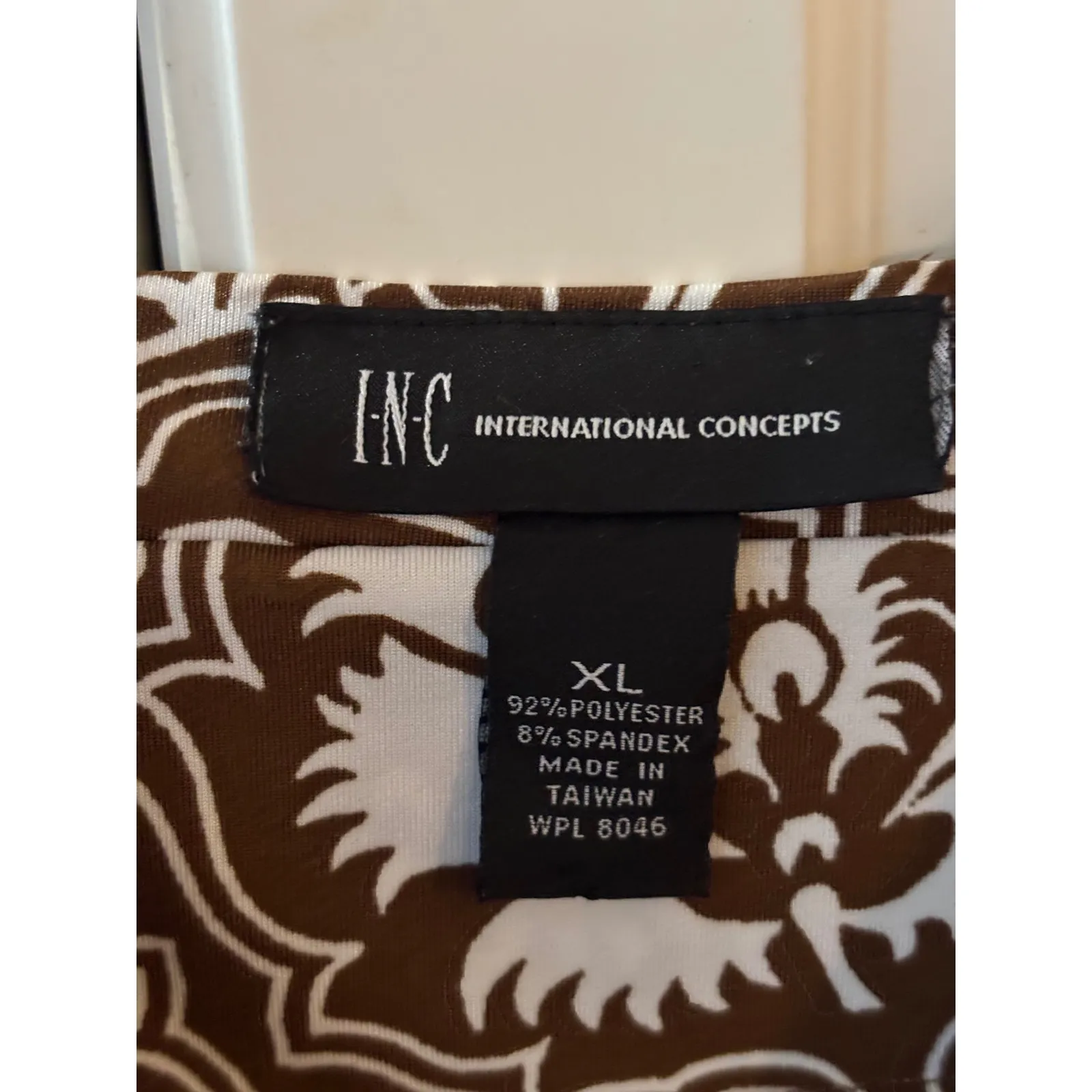 INC International Concepts Brown White Floral Knot Front V Neck Cami Tank Top XL - Image 3