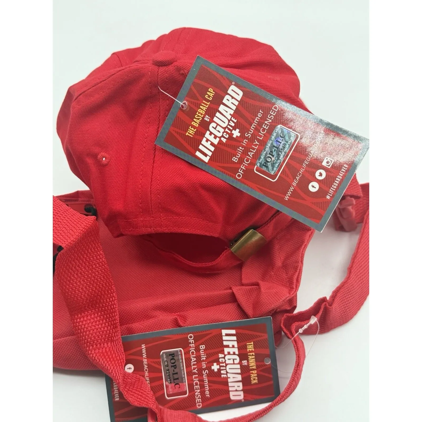 Officially Licensed Lifeguard Uniform Adjustable Hat & Fanny Aid Baywatch NEW Red - Image 4