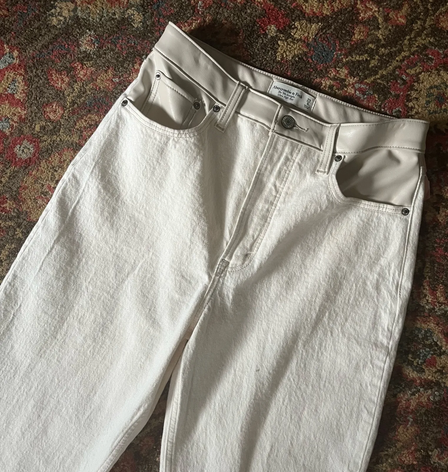 A&F 90’s ultra high waisted leather trim pants  - Image 5