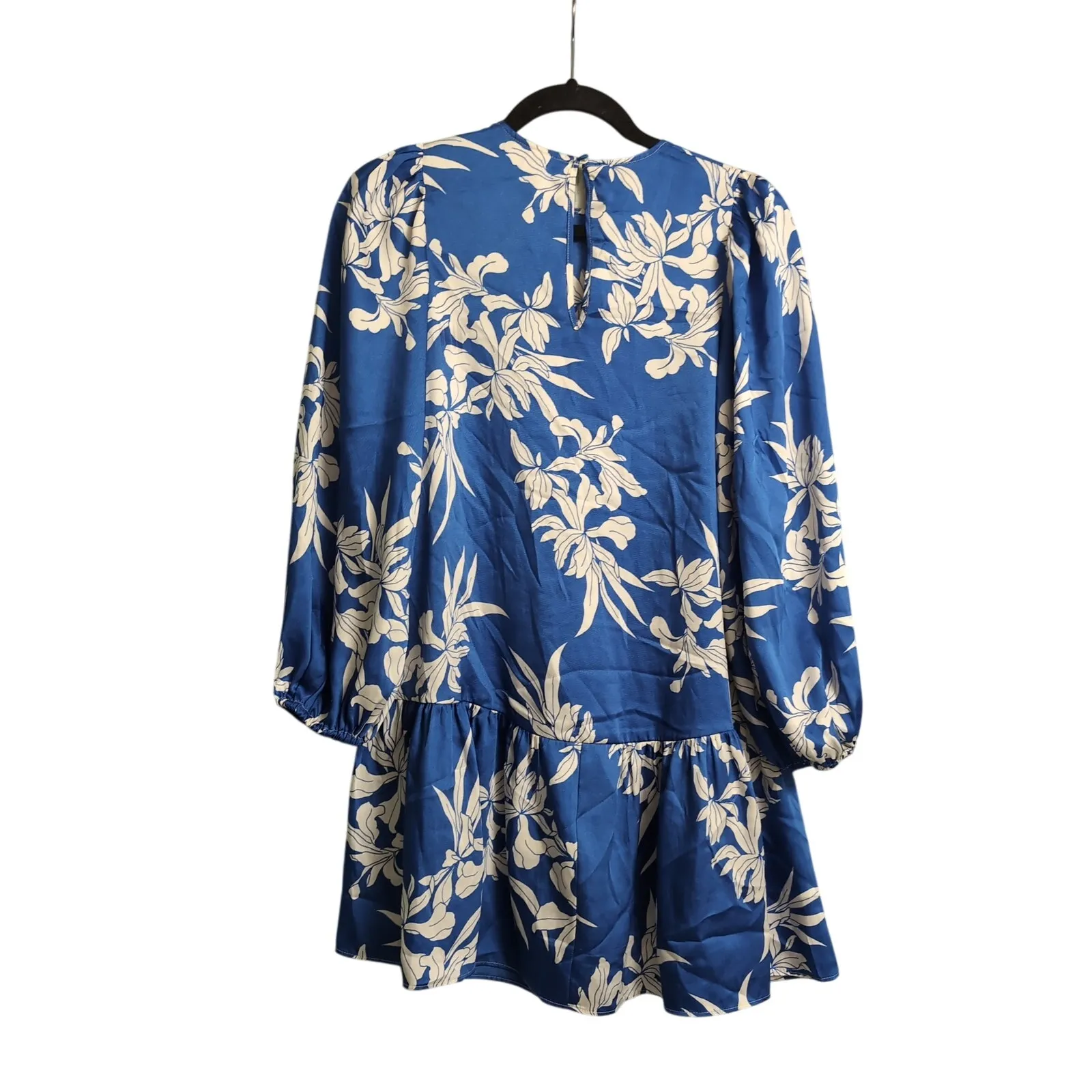 Alexis x Target Blue White Abstract Print Long Sleeve Drop Waist Midi Dress XXS - Image 3