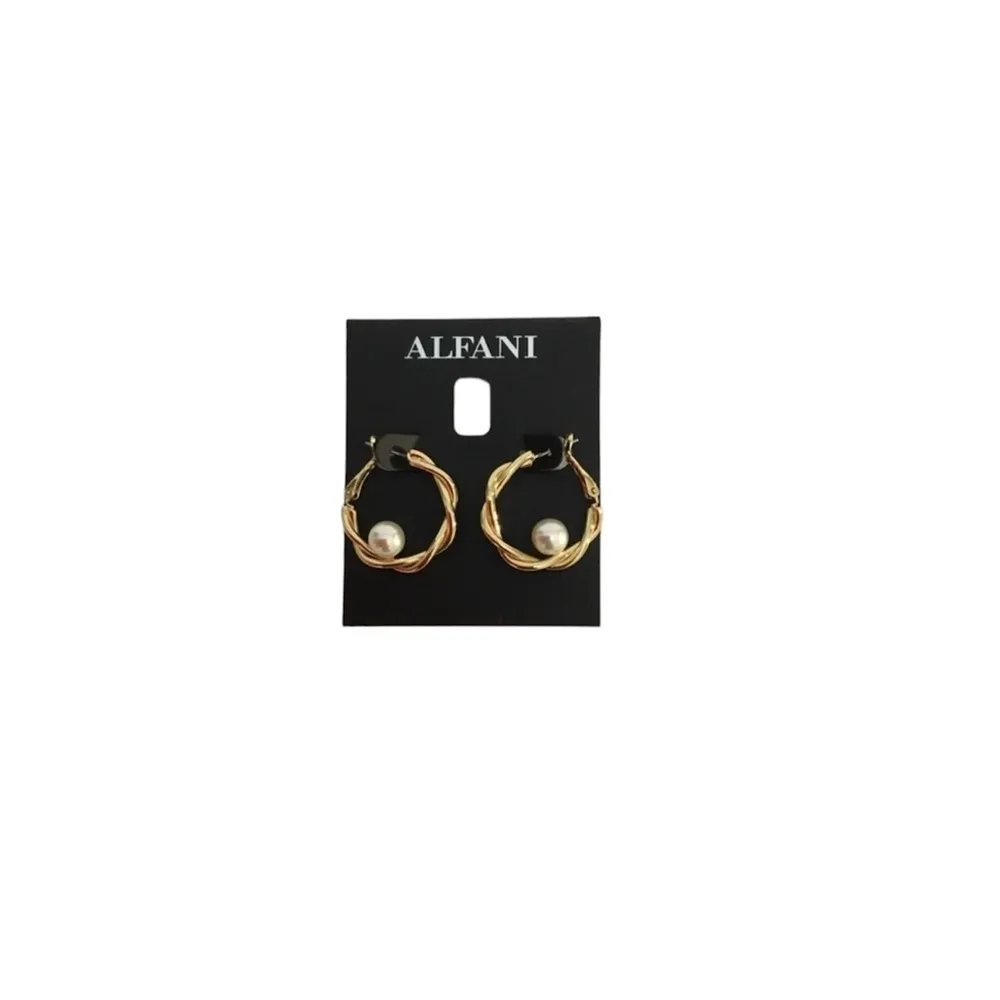 Alfani  Gold-Tone Small Pearl Twist Hoop Earrings - Image 8