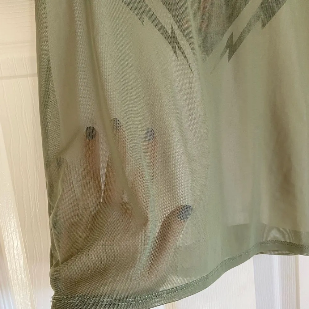 KISS alive world tour metallic green sheer layered tshirt small grunge - Image 4