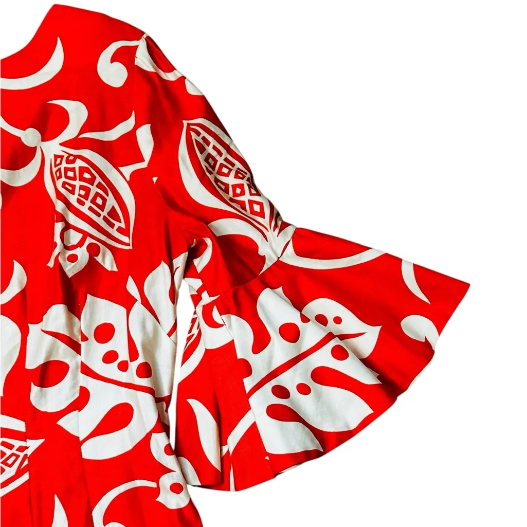 Alice Of California Vintage 60s Hawaiian Floral Maxi Dress Luau Orange Size 16 - Image 5