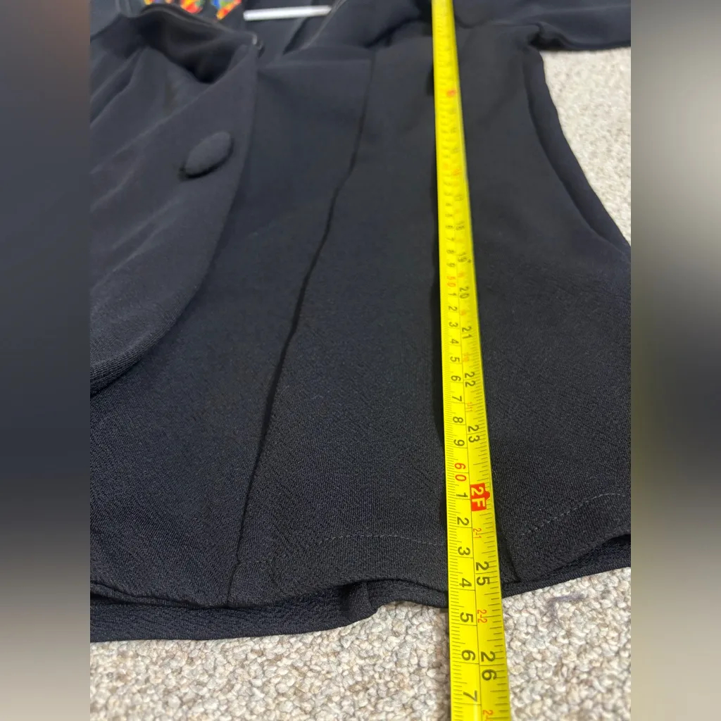 Soft Surroundings Women's Blazer Medium Black Jacket Floral Shapeable Collar M - Image 8