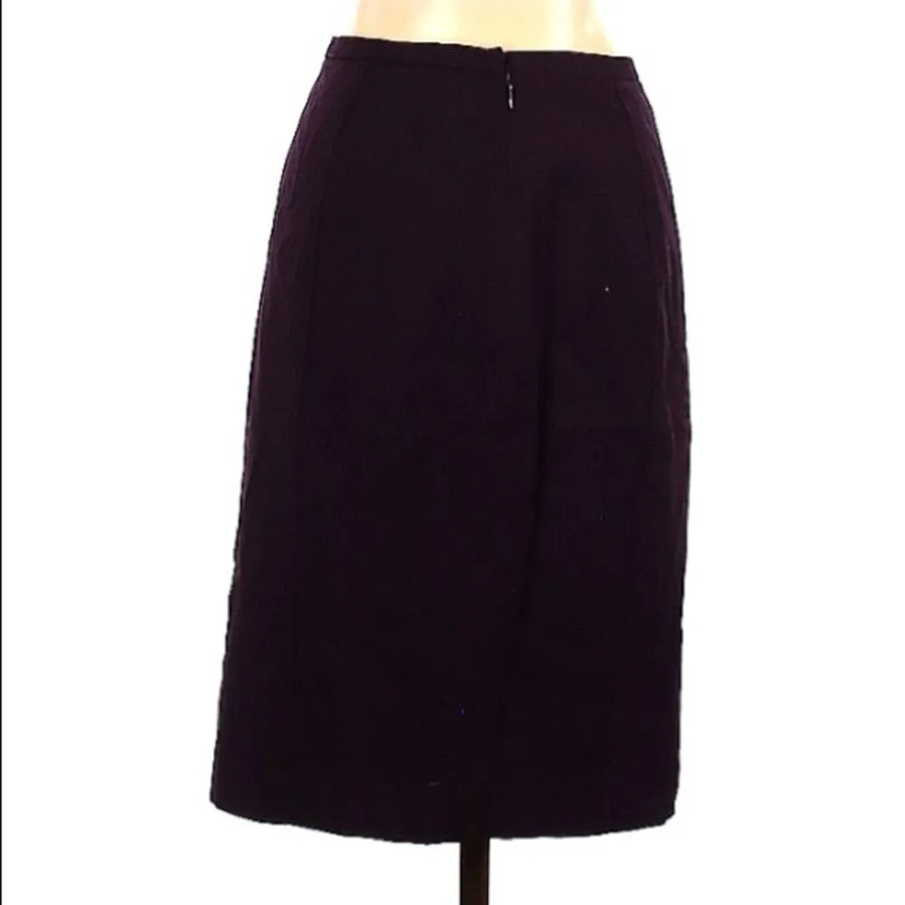 Classiques Entier Dark Purple Wool Knee Length Pencil Skirt Dark Academia 4 - Image 2