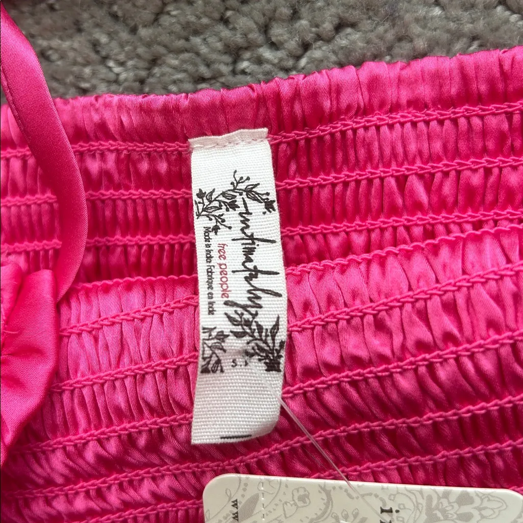 NWT $58 Free People [ Small ]Smocked Right on Time Camisole Fuchsia Pink - Image 2