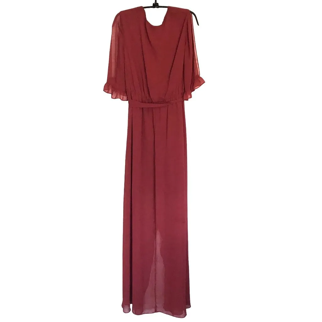 BCBGeneration Chiffon‎ Maxi Dress Women's Size Large V-Neck Formal Gown Mini - Image 3