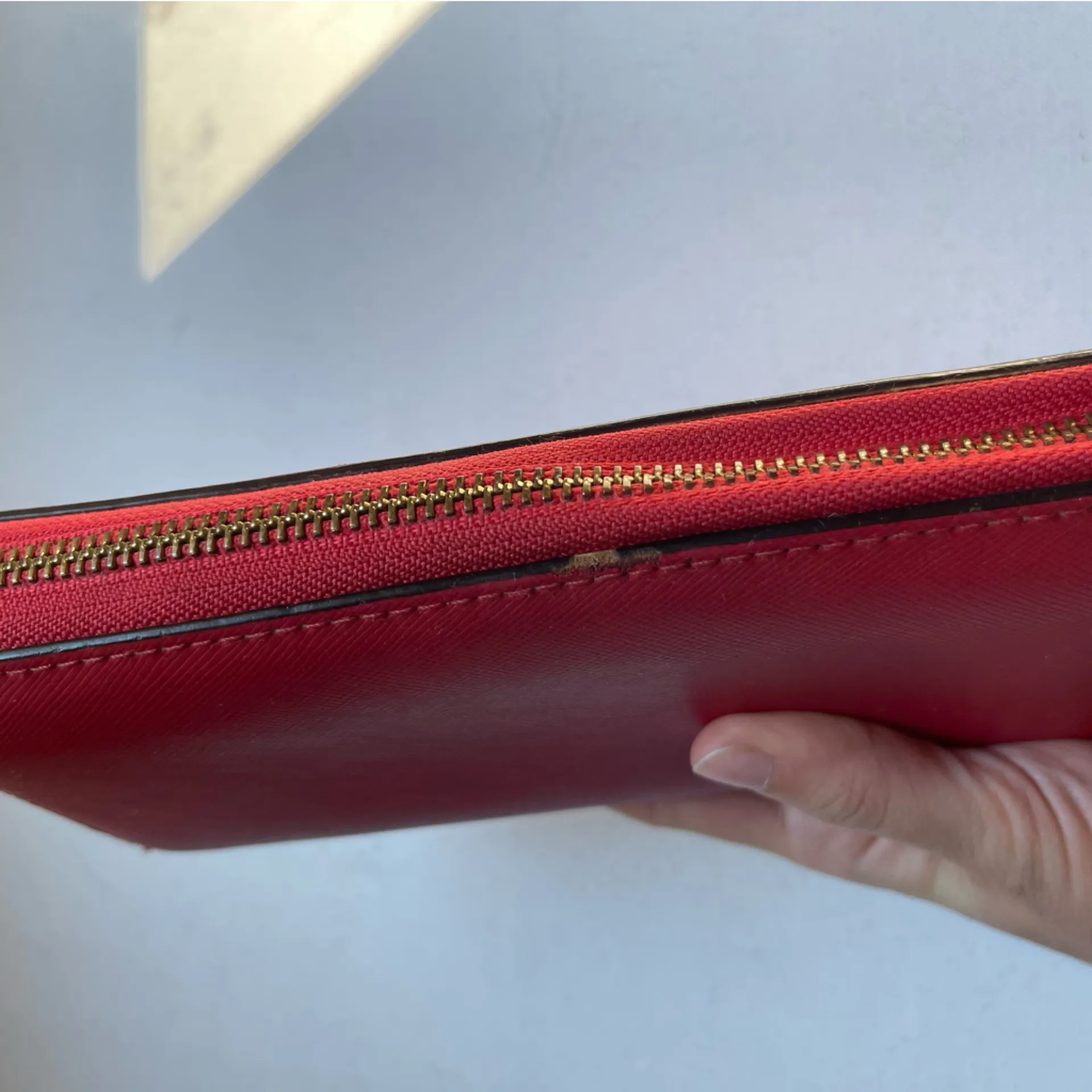 Coach Red Saffiano Leather Long Continental Zippy Wallet ID Cards Pockets - Image 4