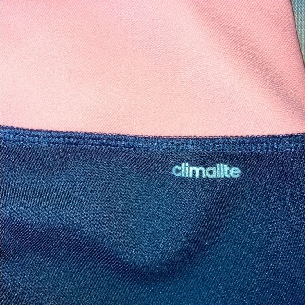 Adidas 3 Stripe Cropped Climalite Track Leggings Size S Petite Navy Blue & Peach - Image 2