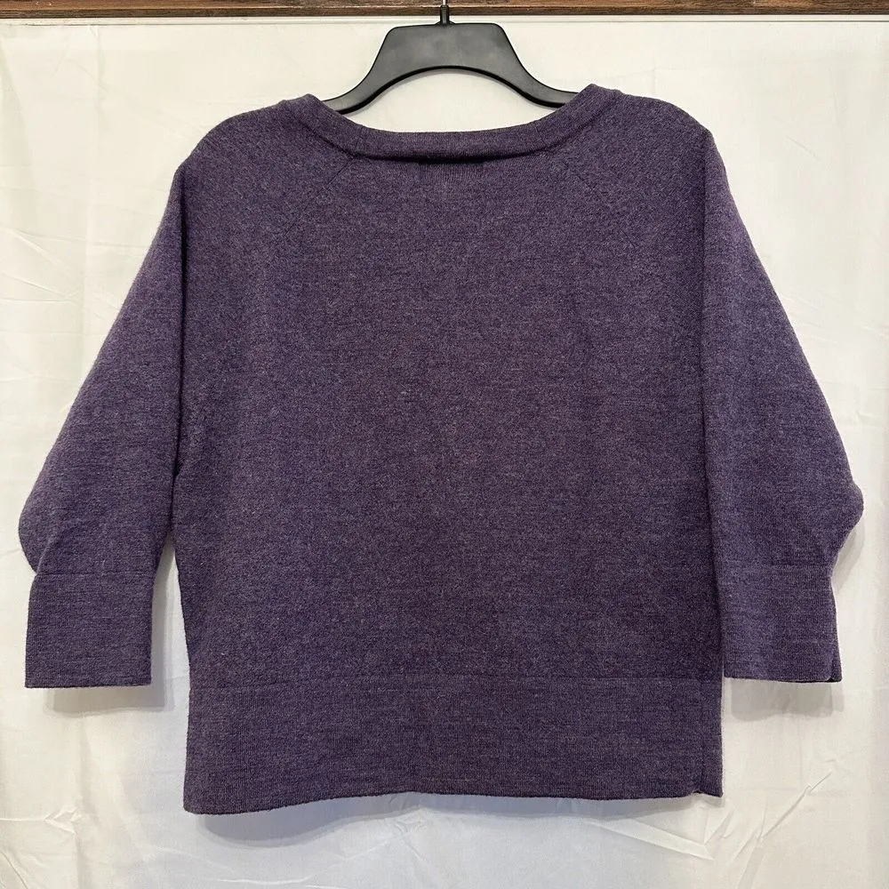Cynthia‎ Rowley Cardigan Sweater Womens Medium Purple 100% Merino Wool V-Neck - Image 3