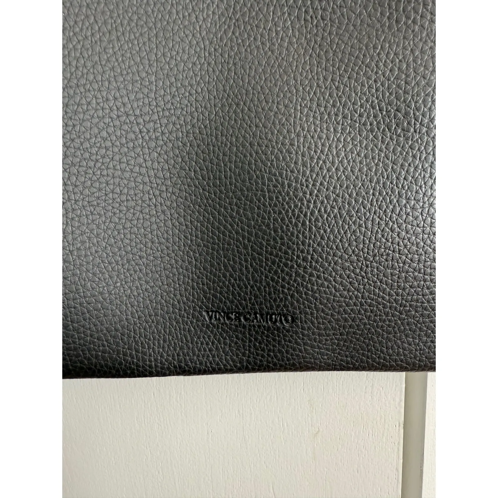 Vince Camuto Black Faux Leather Tote Bag with Gray Stripe‎ Accent - Image 4