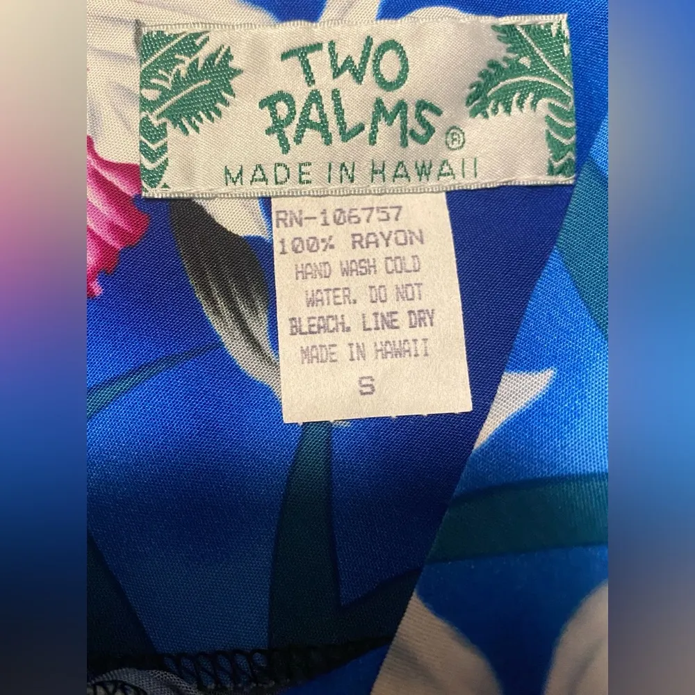 VTG 90s Two  Blue Hawaiian Floral Print Sleeveless Midi Maxi Slip Dress - S - Image 11