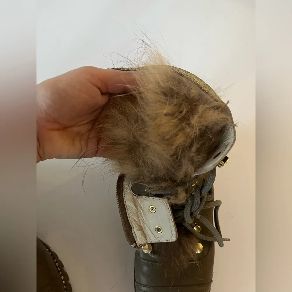 Cecelia New York Trekker Mustang Gold Multi Fur Lace Up Combat Booties Size 8.5 Brown - Image 15