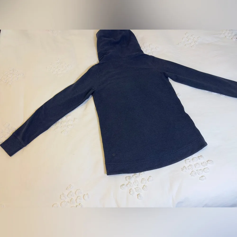 Vintage  Split Pullover Scuba Hoodie - Heathered Naval Blue - 2 - Image 8