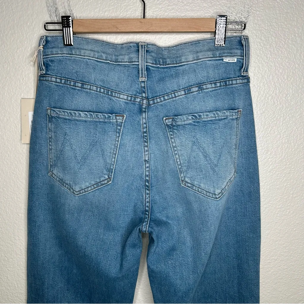 NWT Mother The Ditcher Zip Flood jeans Love On The Beat 24 Blue - Image 9