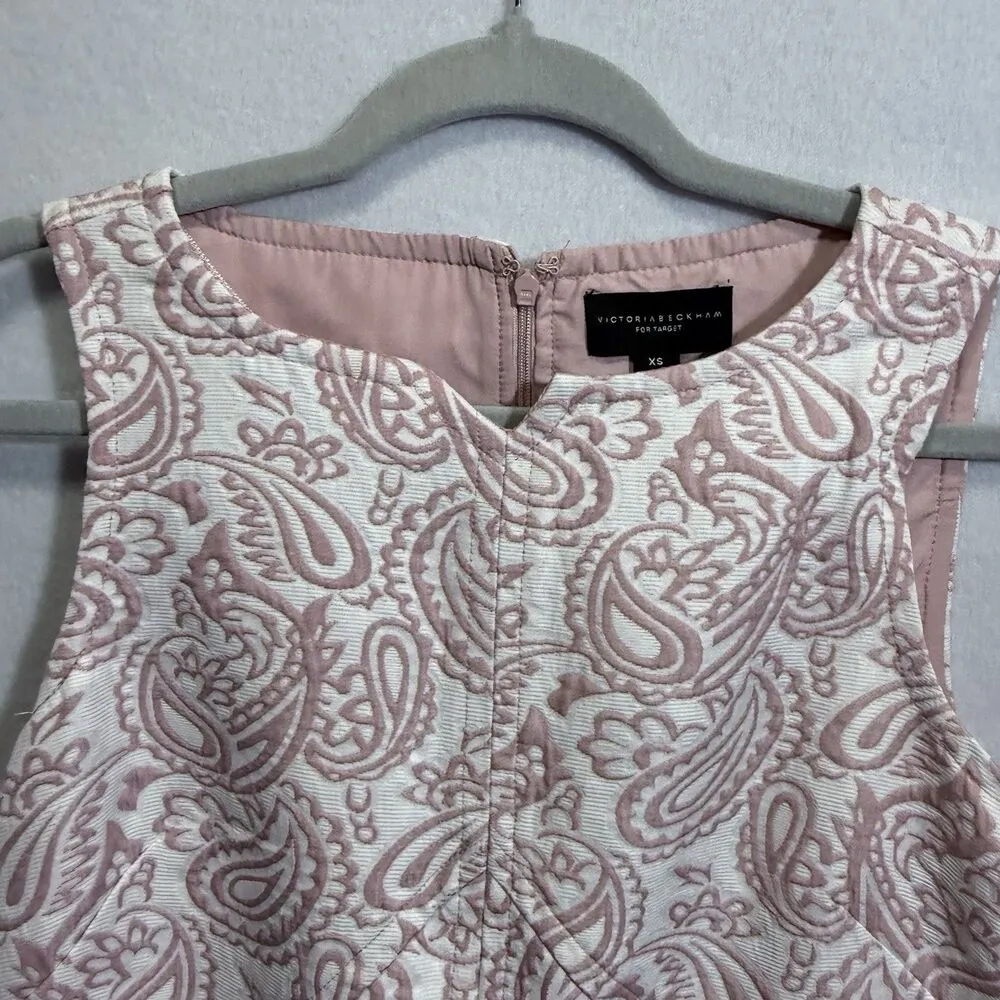 Victoria Beckham x Target Blush Paisley Jacquard Sleeveless Shift Mini Dress XS - Image 4