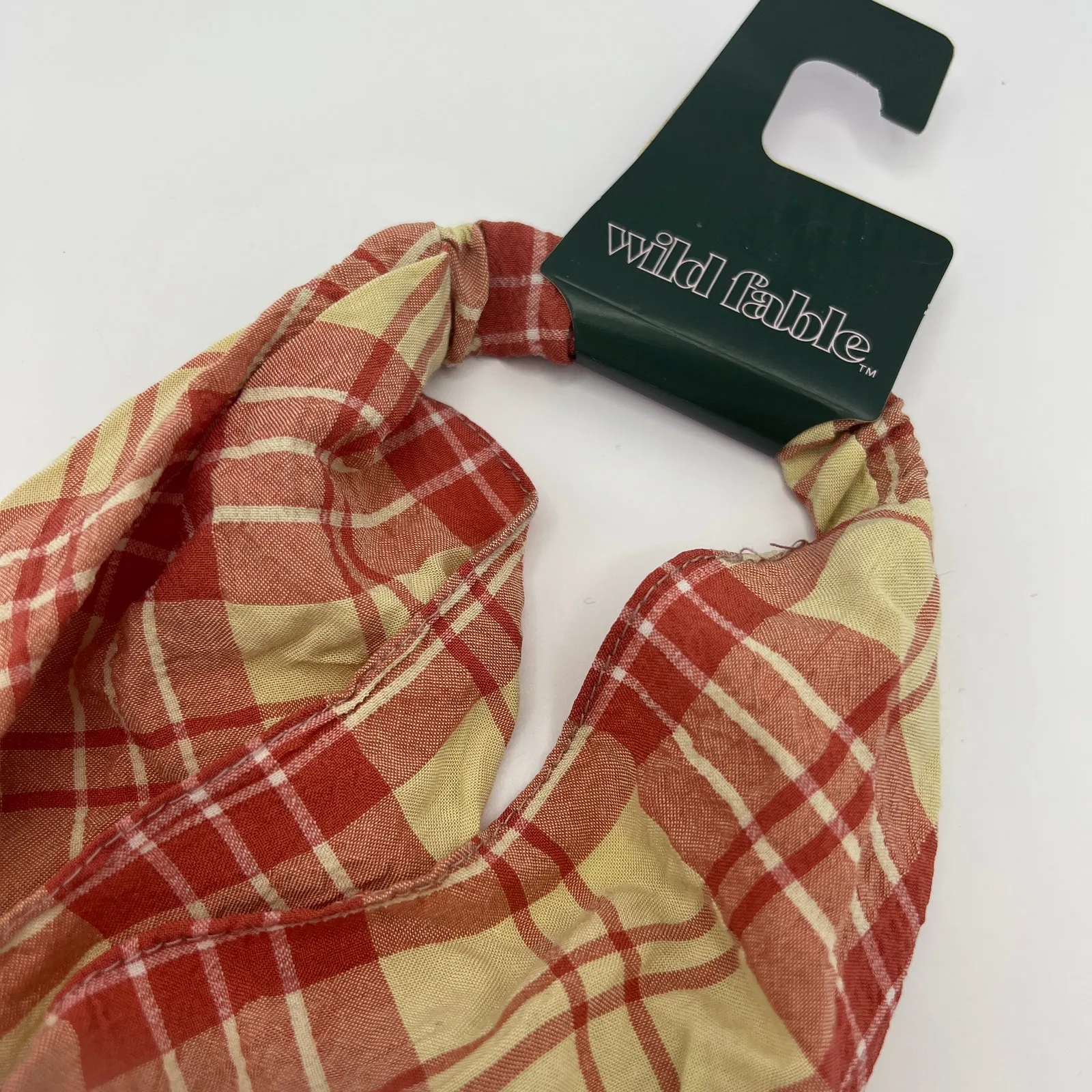 Wild Fable  Orange Plaid Fabric With Elastic Back Headscarf - NWT - Image 2