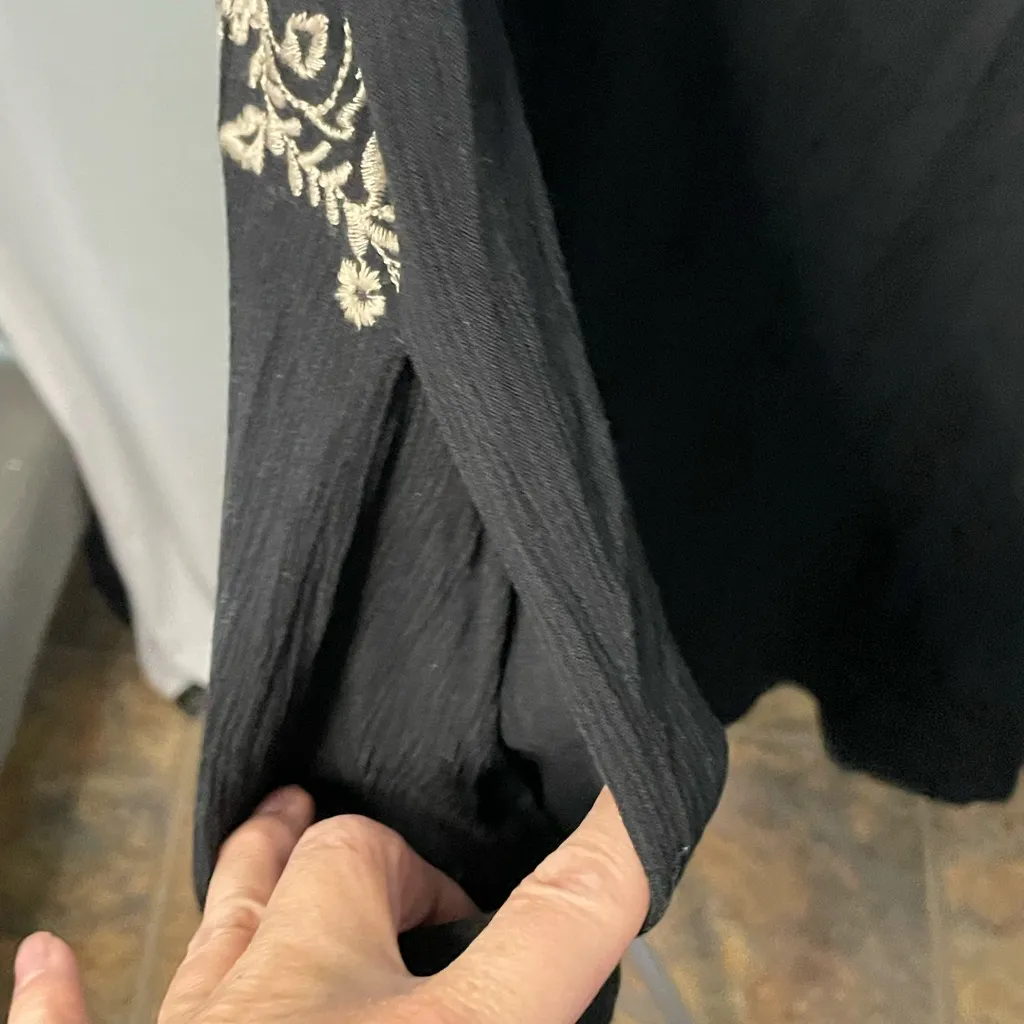 Knox Rose Embroidered Black and Cream Women's dress LARGE‎ - Image 5