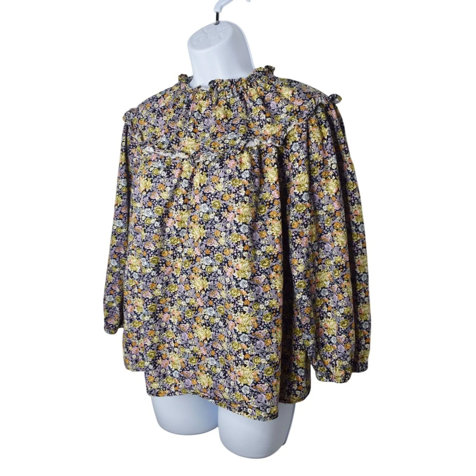 Universal Thread Women Floral Print Ruffle Neck Cottagecore Blouse S 100% Cotton - Image 4
