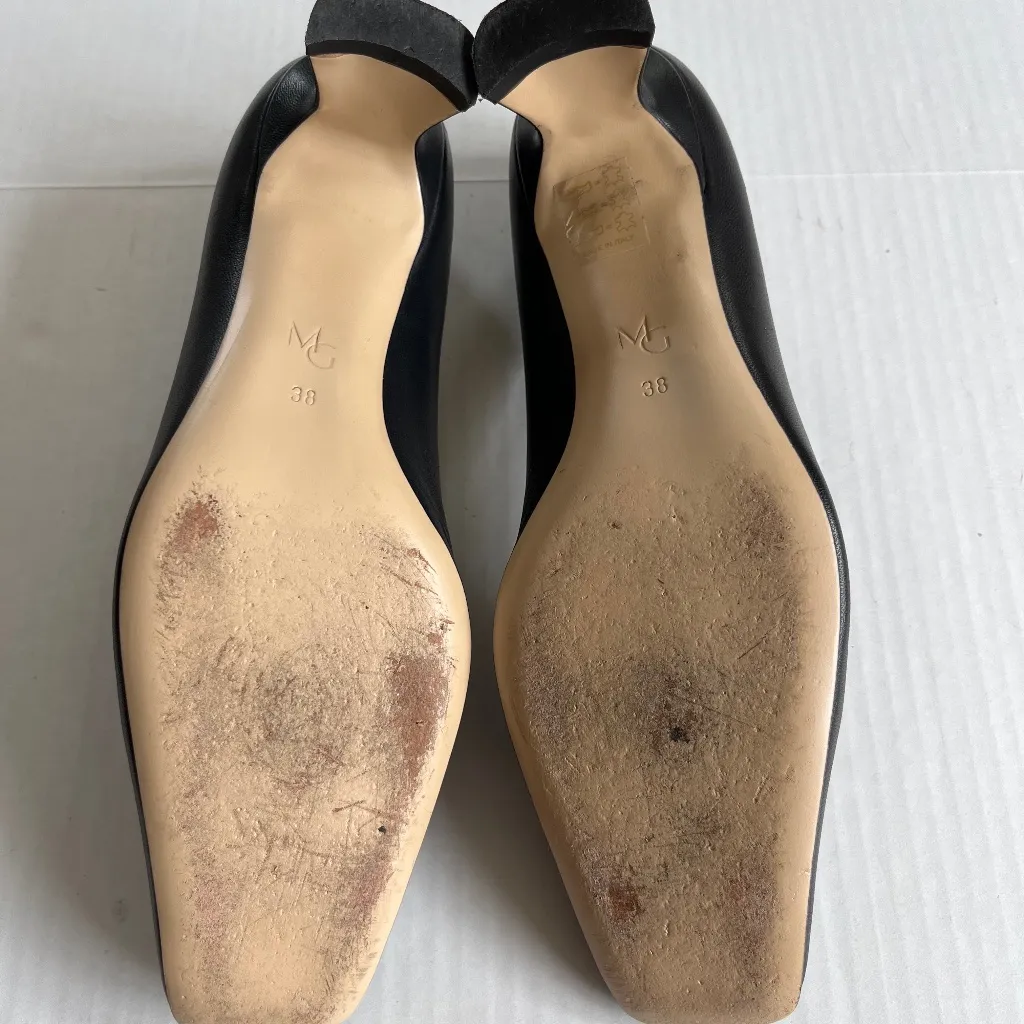 M.Gemi Sz 7.5 Black The Marzia Italian Leather Heels Slip On Shoes - Image 9