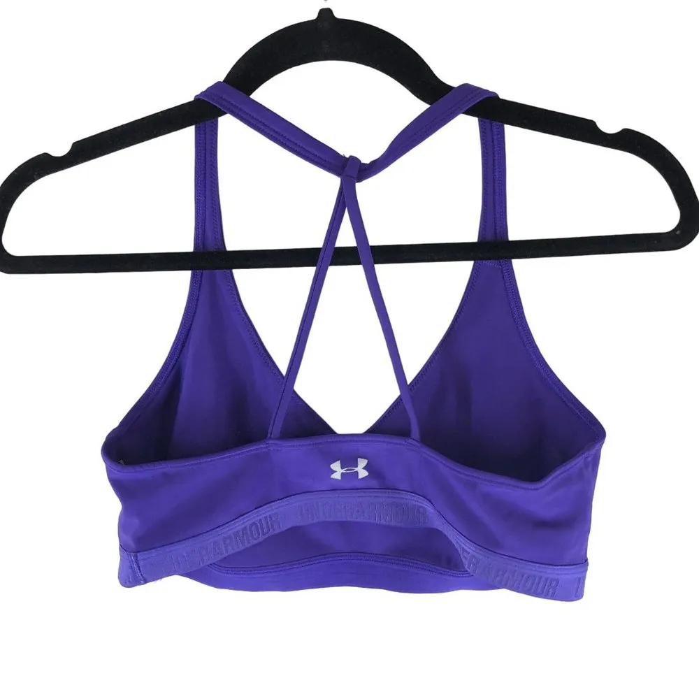 Under Armour Womens Low-Impact Sports Bra V Neck Strappy Purple XS - Image 2